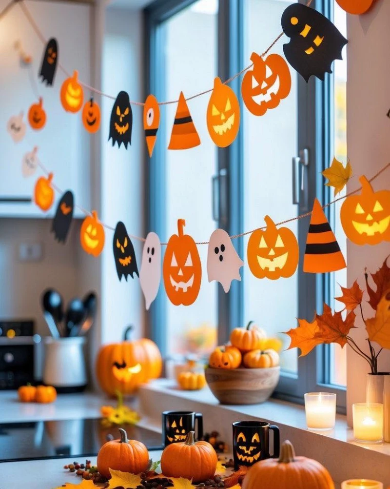 Playful Felt Garland and Pumpkin Morning Kitchen