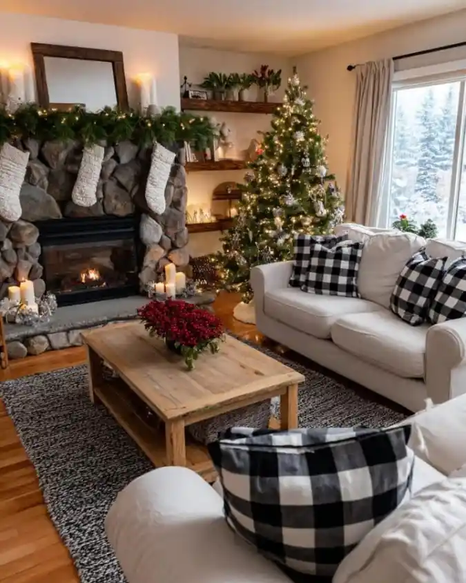 Rustic Hearth Winter Living Room