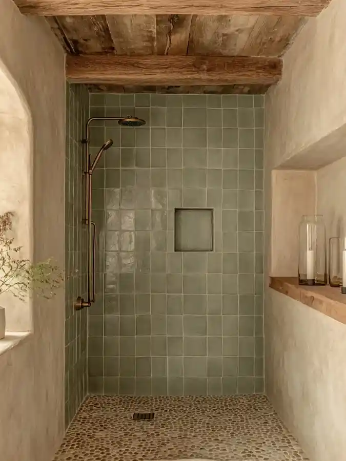 Rustic Zellige and Pebble Spa Retreat