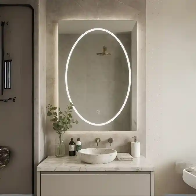 Sculptural LED Halo Mirror