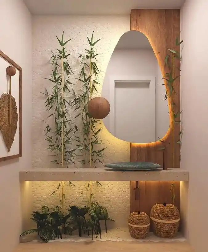 Sculptural Zen Oasis Mirror
