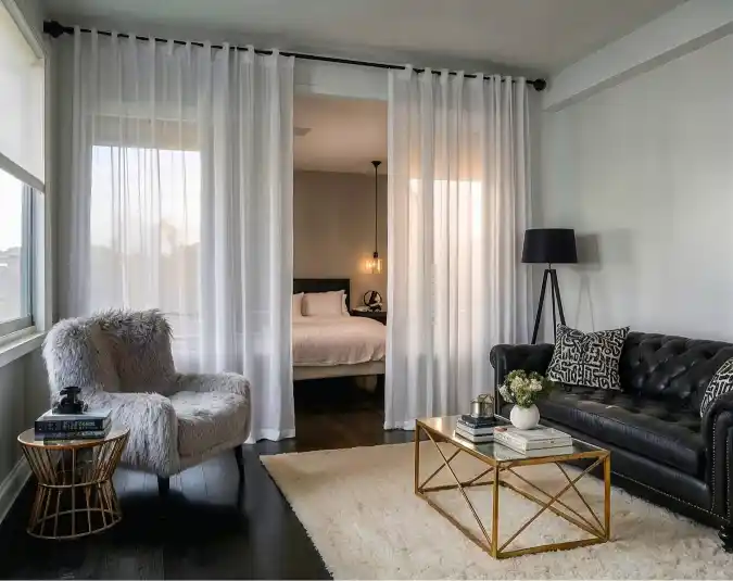 Sheer Curtain Bedroom Divide Studio