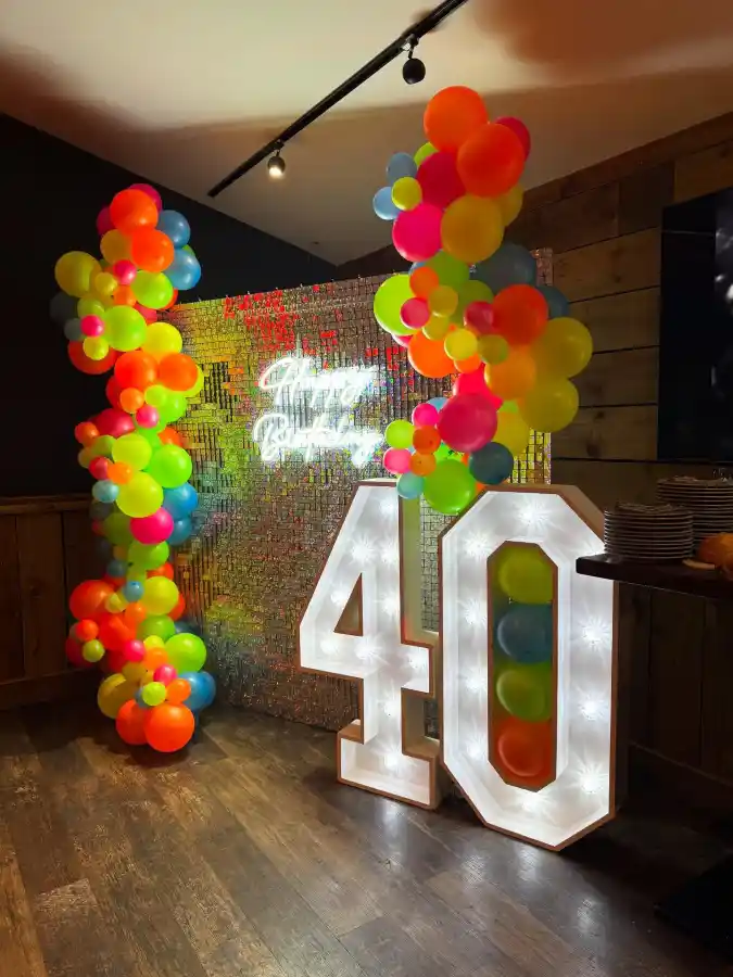 Shimmer Wall and Marquee Number Photo Backdrop