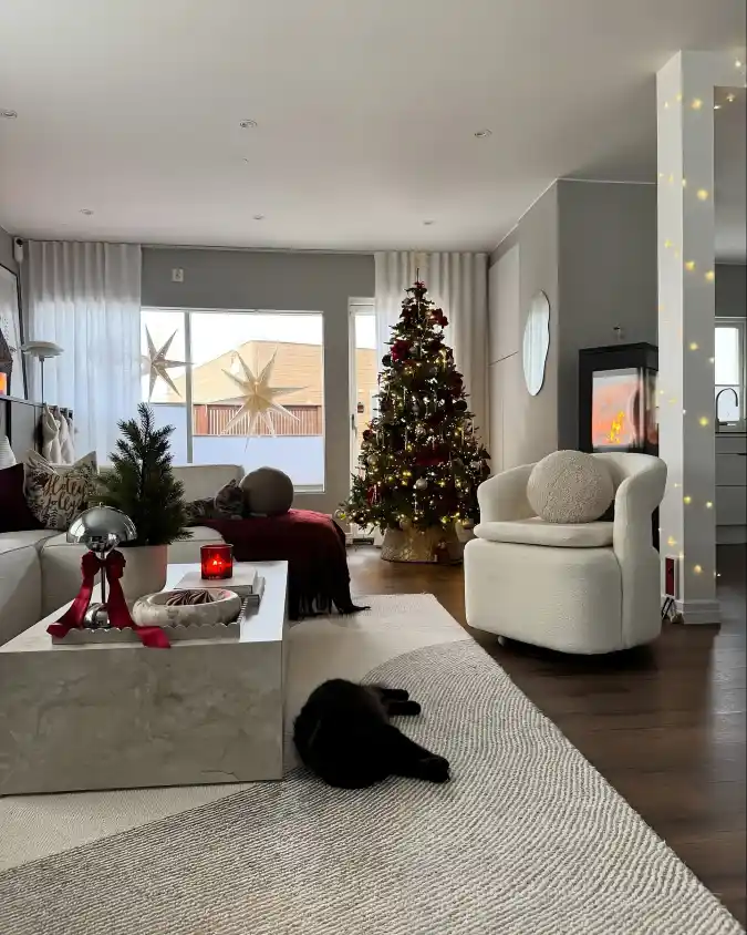 Soft Glow Holiday Living Room
