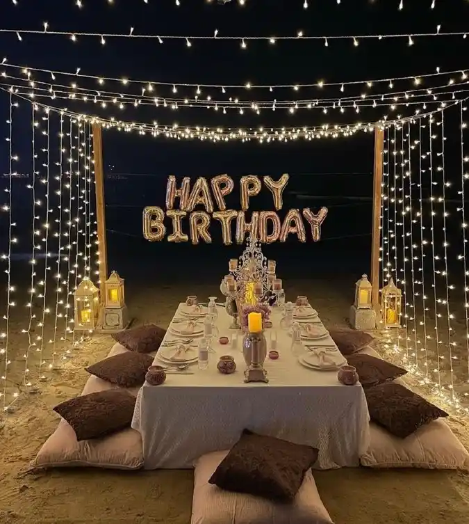 Starlit Desert Dinner Birthday Setup