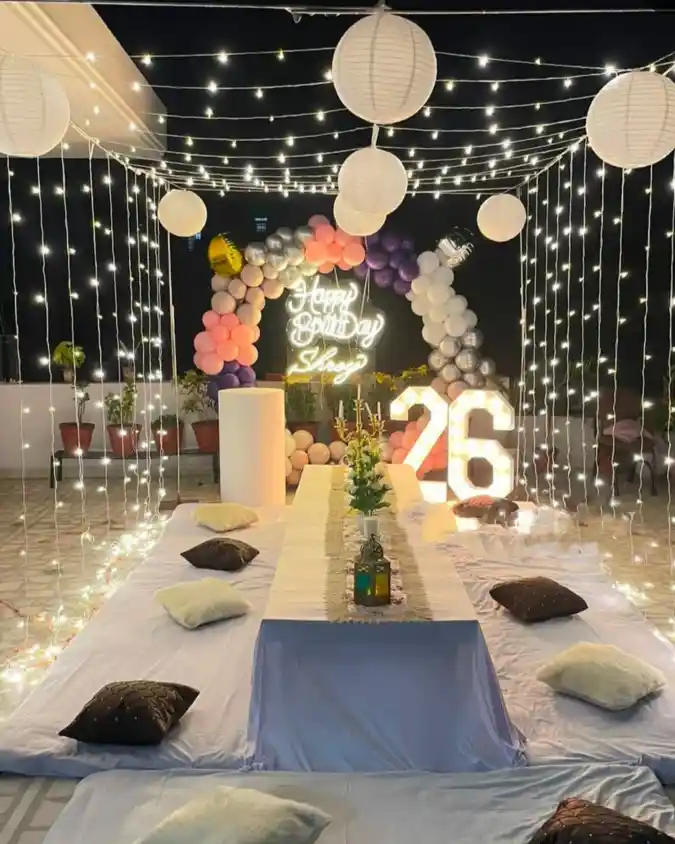 Starlit Rooftop Floor Lounge Celebration