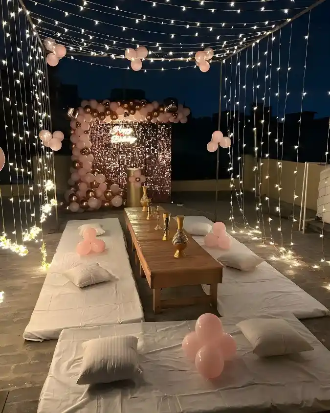 Starlit Rooftop Lounge Birthday Setup