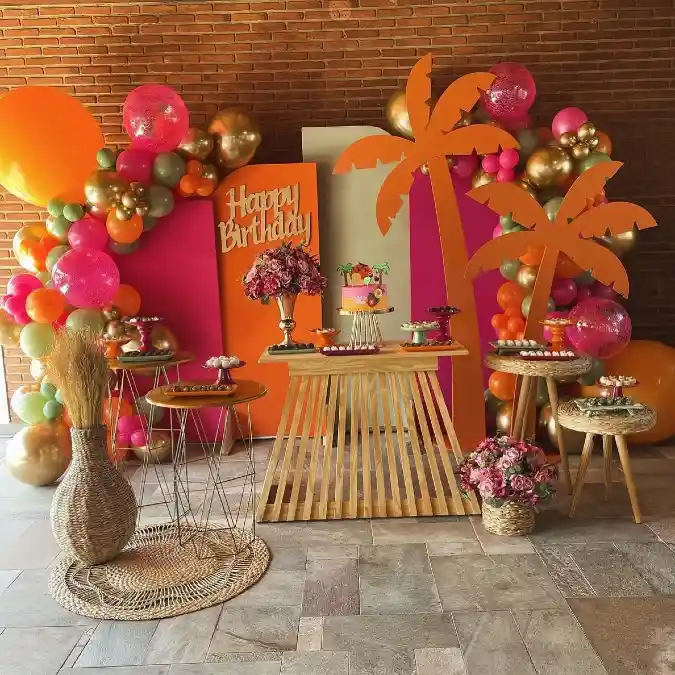 Sunset Palms and Balloon Backdrop