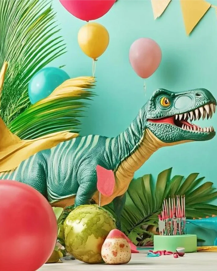 Tropical Technicolor Prehistoric Table Vignette