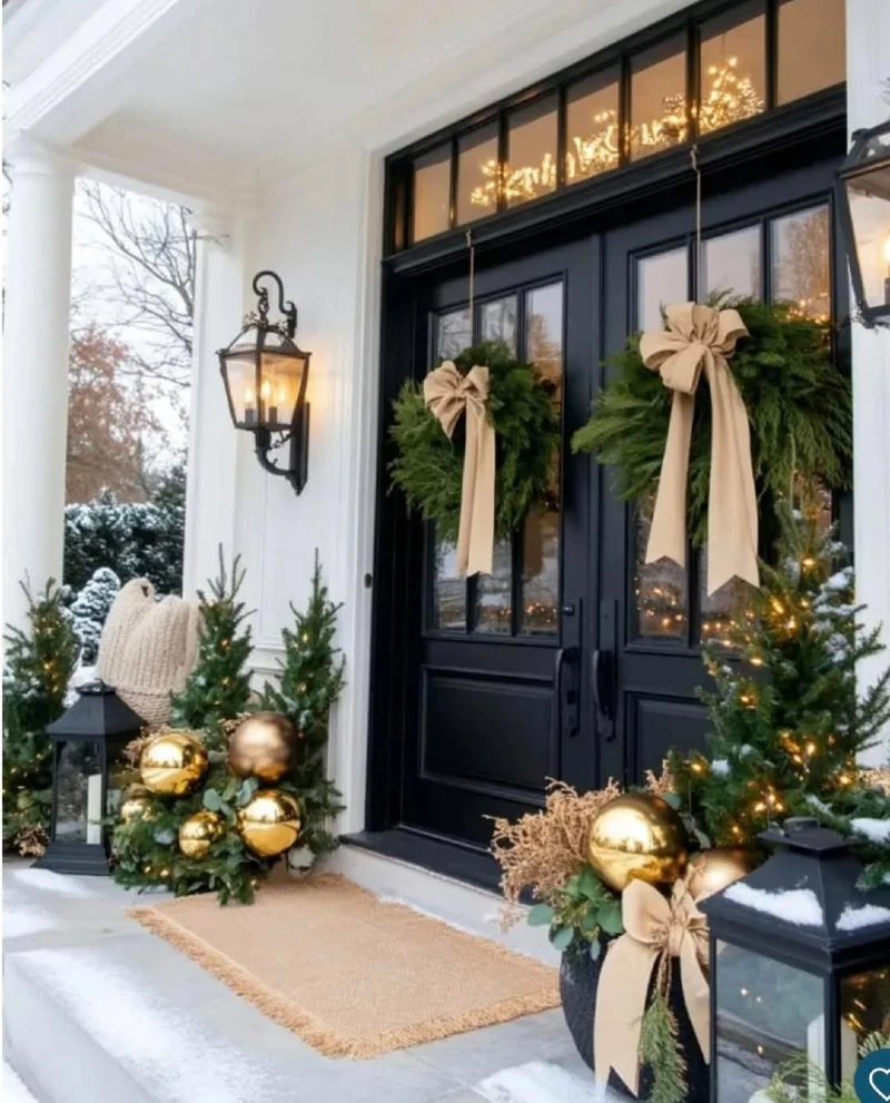 Elegant Winter Wonderland Porch Entry