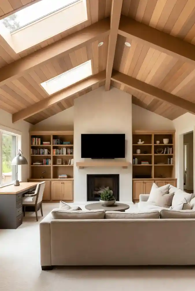 Vaulted Ceiling Lounge and Office Retreat