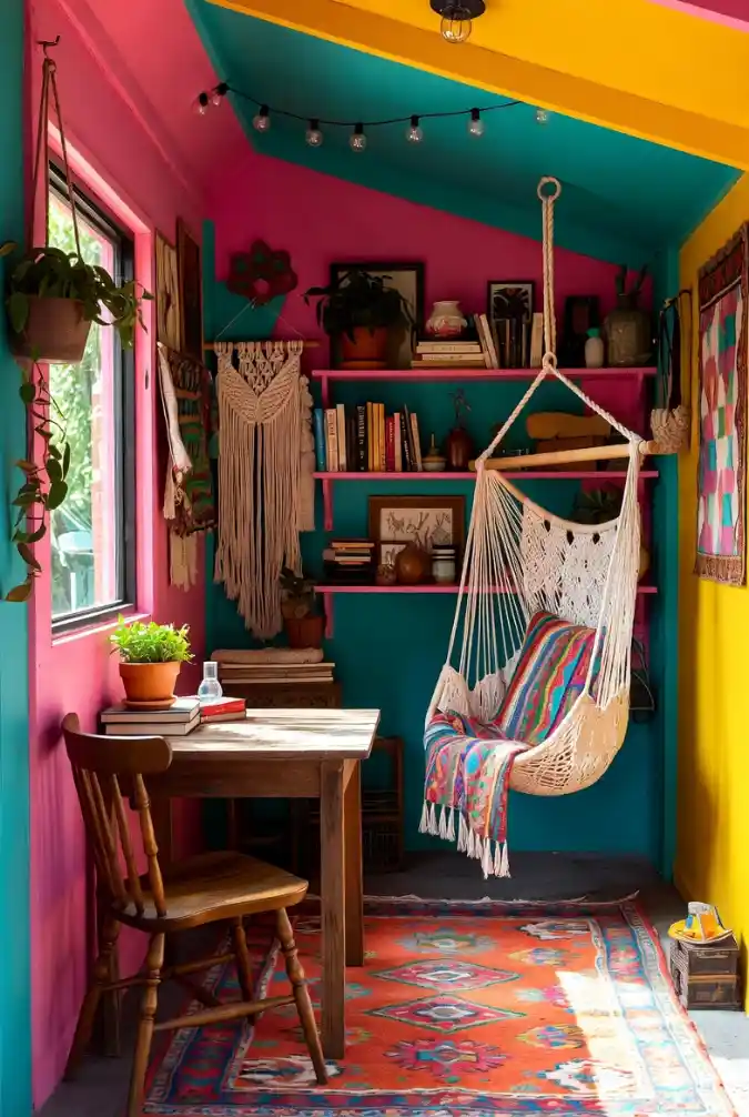 Vibrant Bohemian She-Shed Retreat