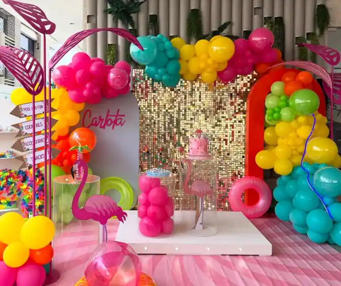Vibrant Flamingo Pool Party Setup