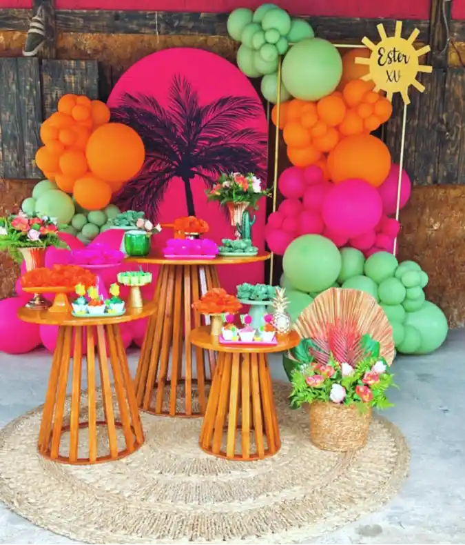 Vibrant Sunset Palm Dessert Display