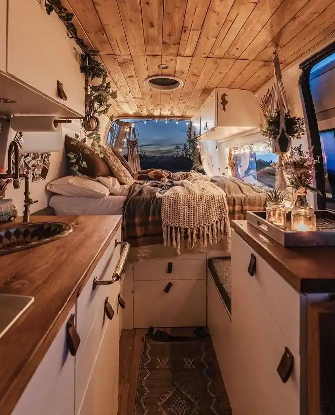 Warm Wood and Textile Cabin-Inspired RV Feel