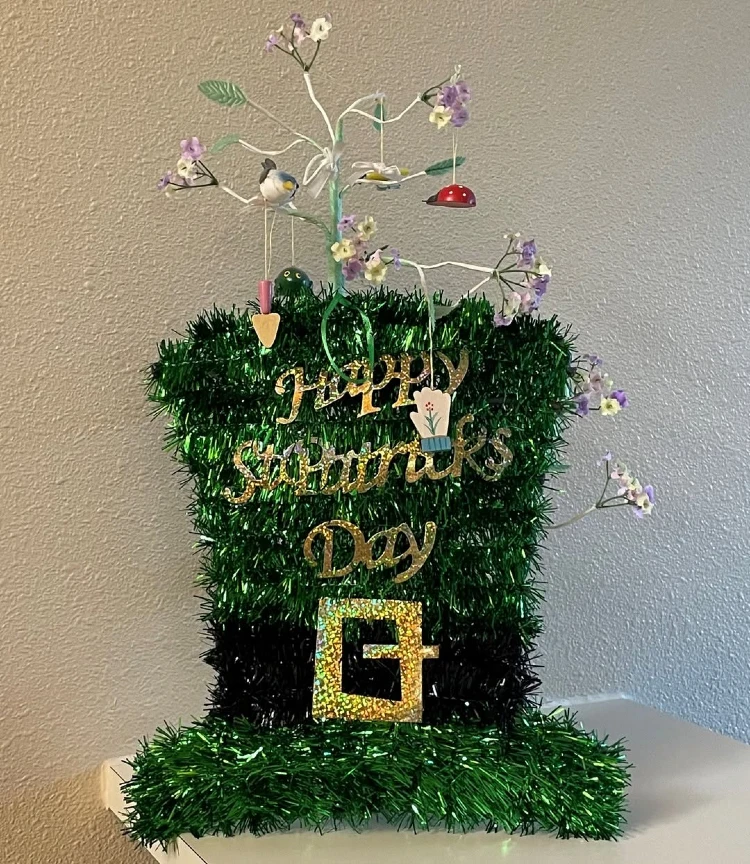 Whimsical Tinsel "Wishing Tree" Hat Centerpiece