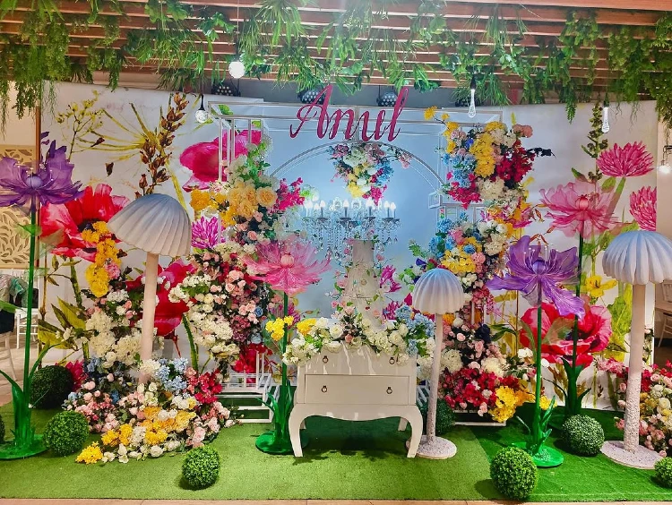 Whimsical Wildflower and Mushroom Wonderland