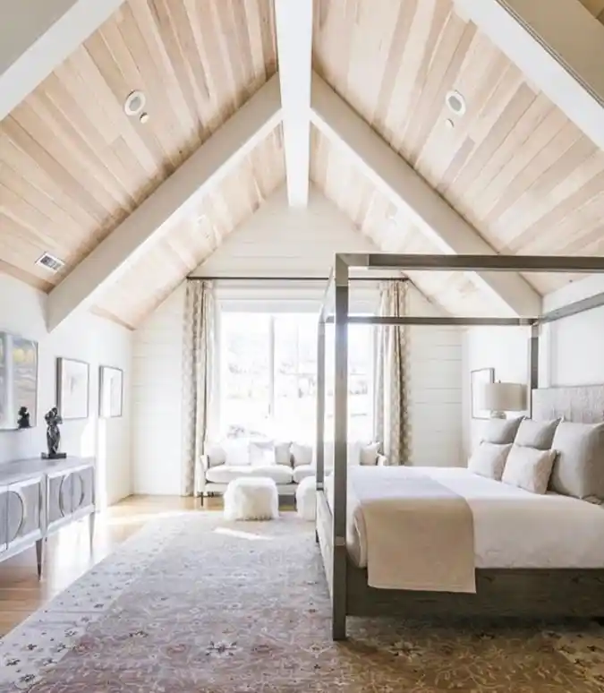Wood-Clad Cathedral Ceiling Retreat