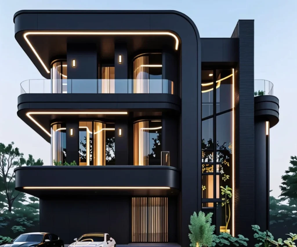 Curved Black with Amber Lights