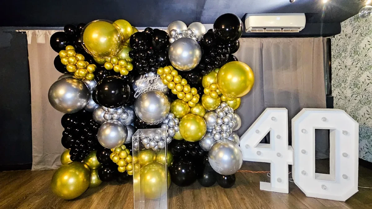 9. Metallic Milestone Balloon Wall