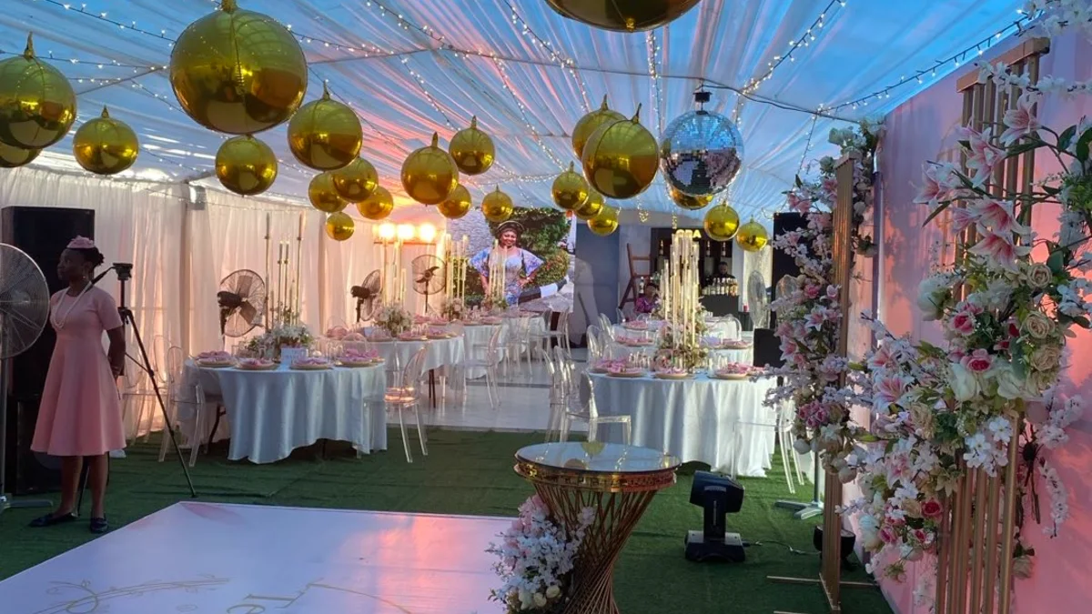 21. Gold Sphere Ceiling Decor