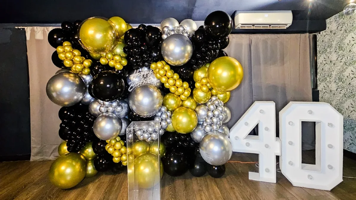 17. Metallic Trio Balloon Wall