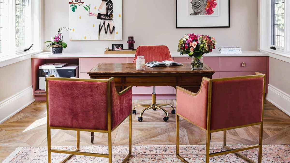 Traditional Wood and Velvet Accents