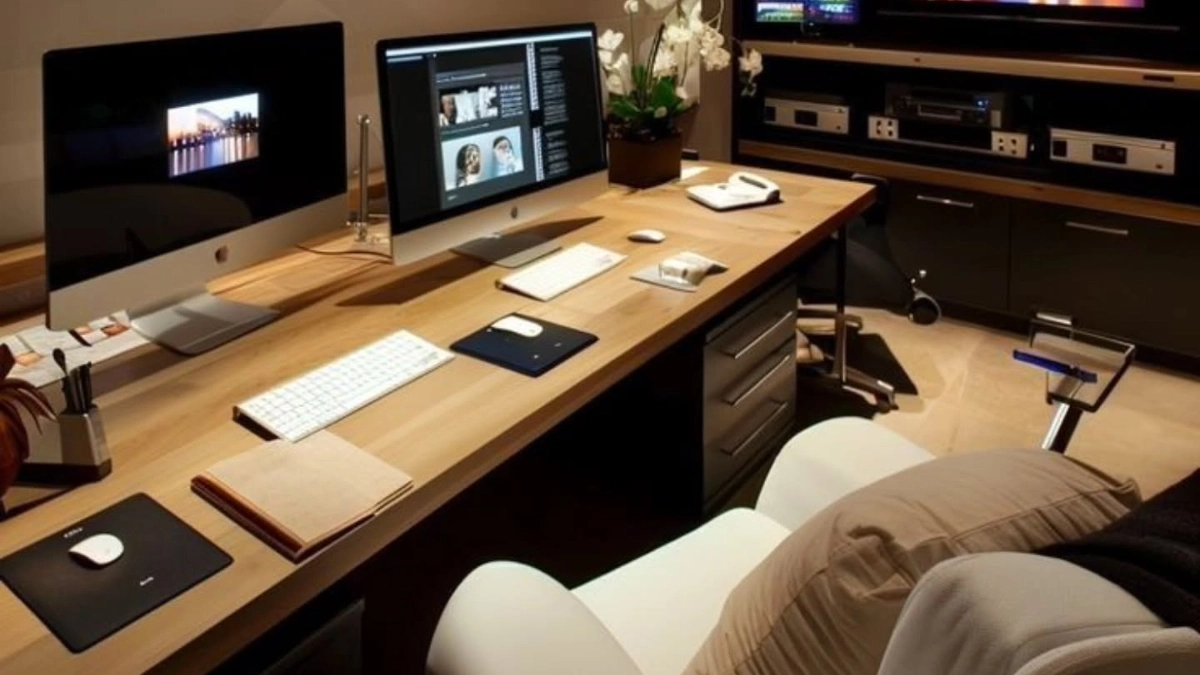 Extended Wooden Workstation