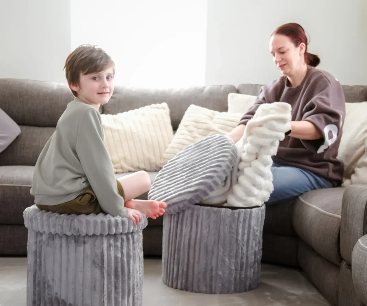 Plush Storage Ottoman