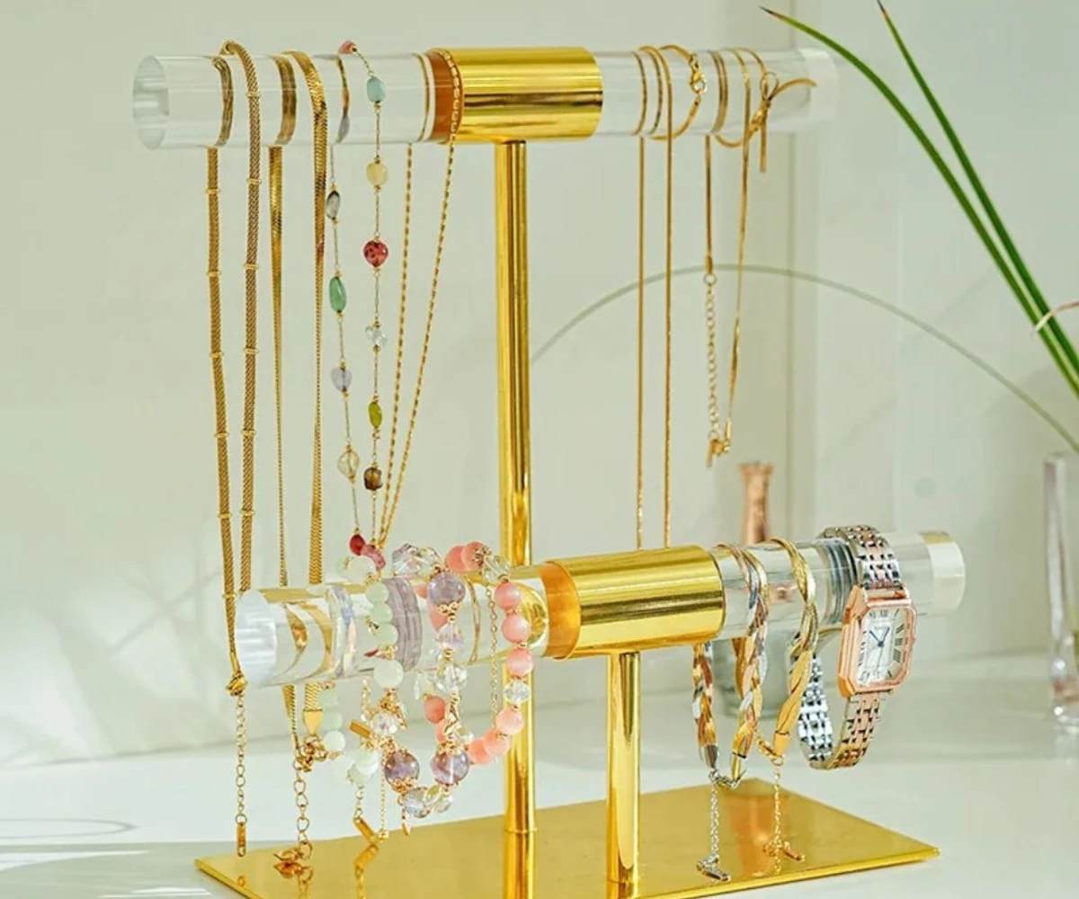 Acrylic and Gold T-Bar Stand