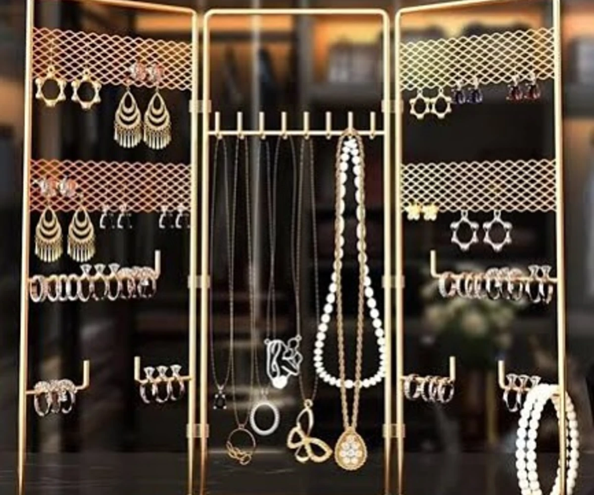 Gold Folding Screen Stand