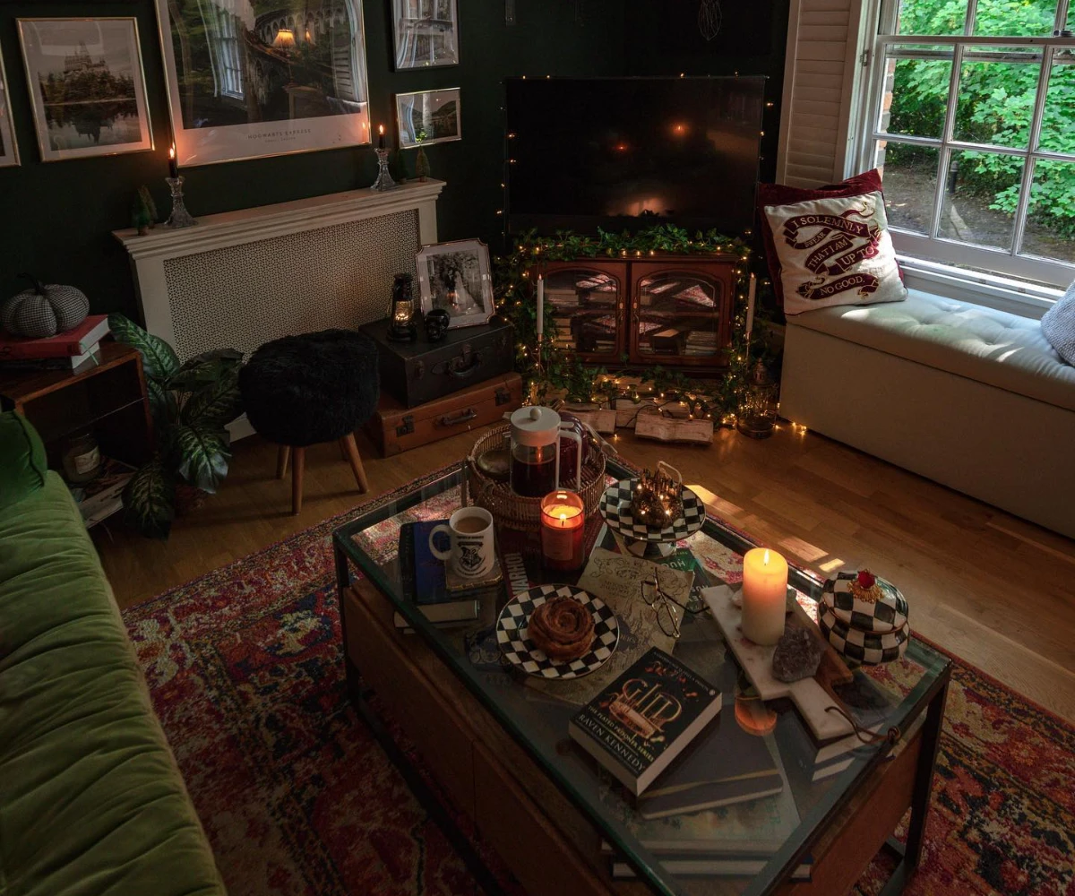  Moody Dark Green Living Room