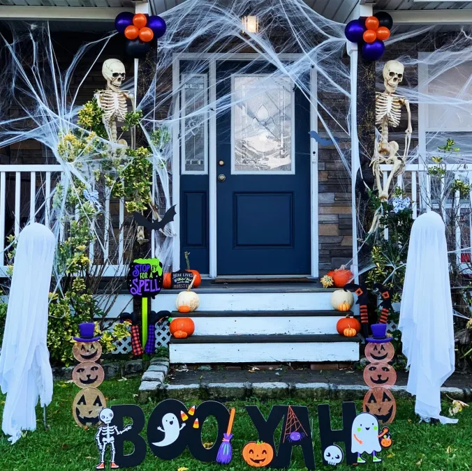 Skeleton Porch and Web Entrance