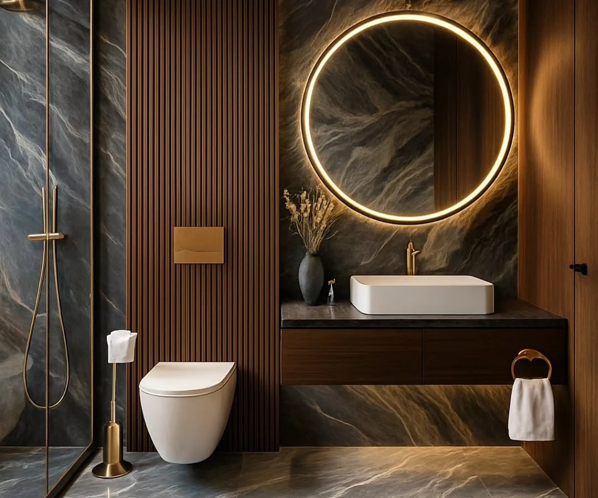 Swirling Stone and Vertical Slats