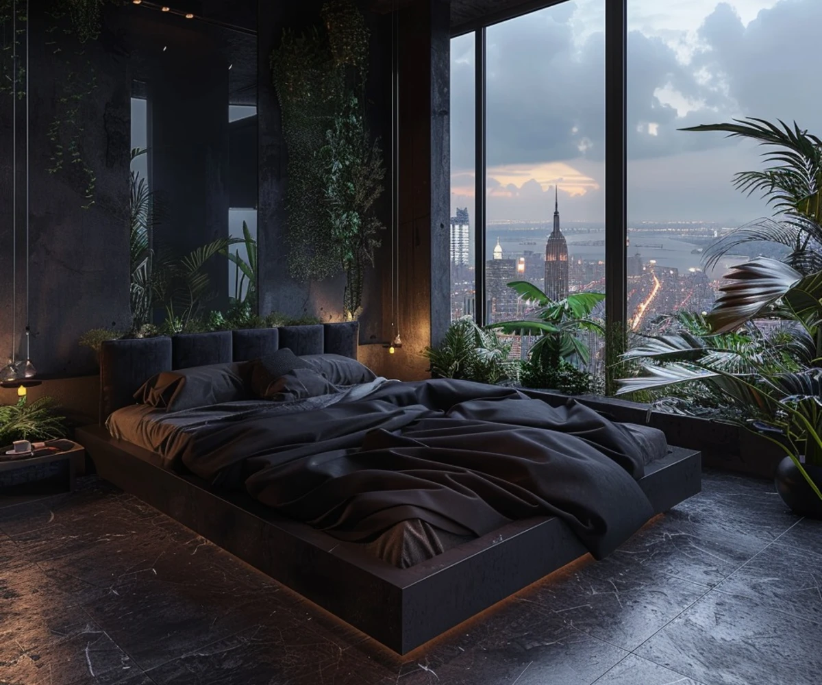 11. Dark Botanical Cityscape Retreat