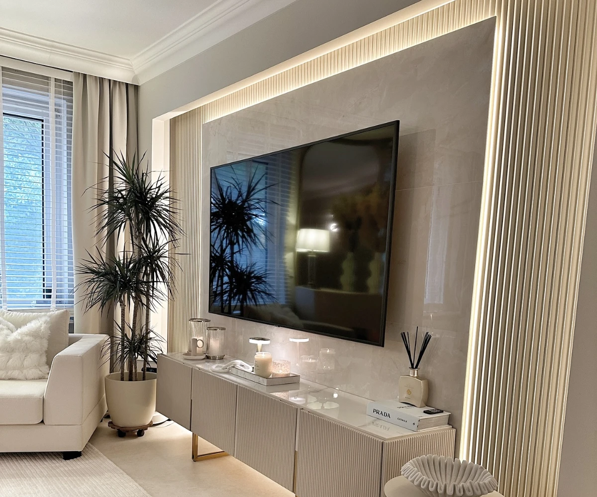 Fluted Panel Media Wall