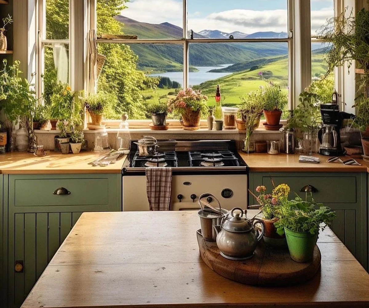 Scenic Green Kitchen
