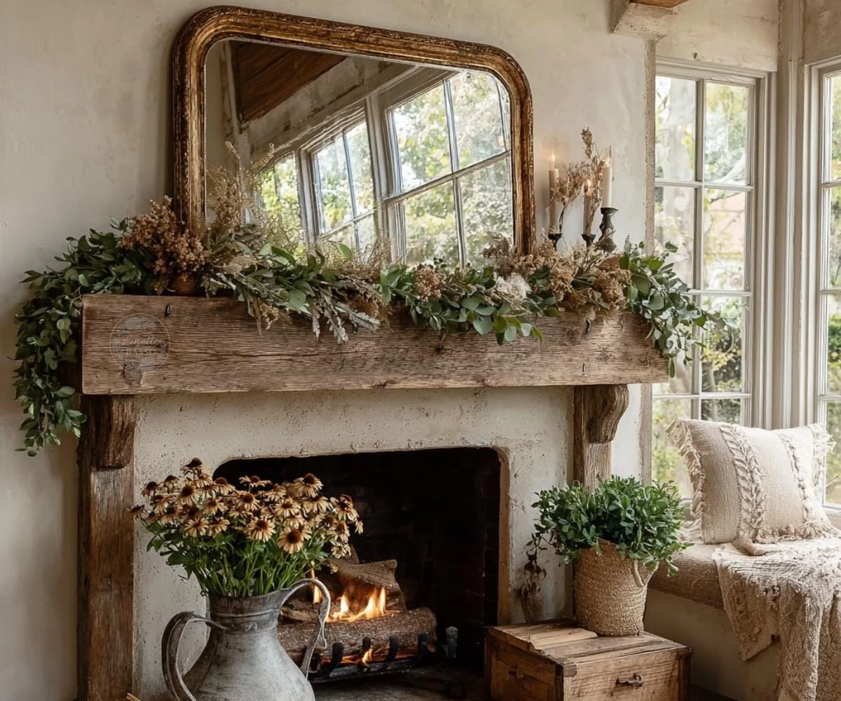 Rustic Botanical Mantel