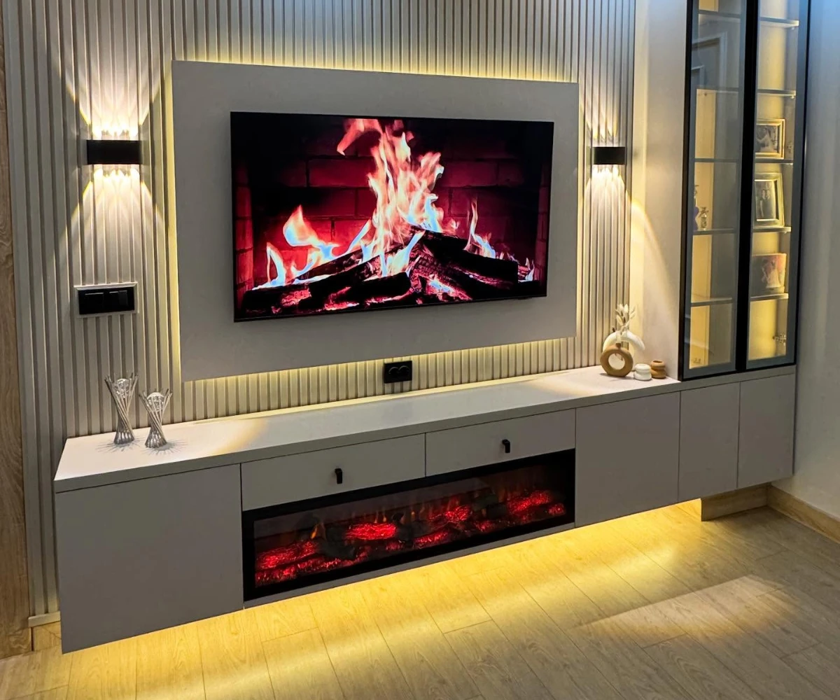  Floating Console With Glass Display