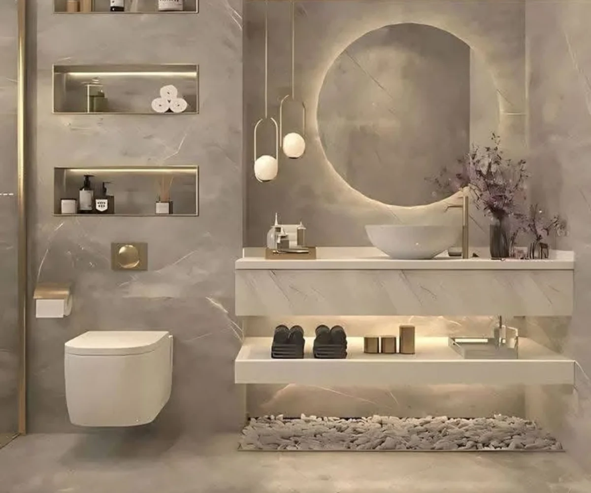 Soft Ambient Lighting and River Stones