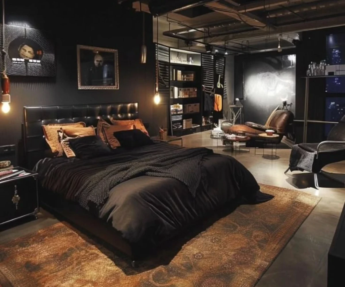 9. Vintage Leather and Exposed Ceiling Pipes