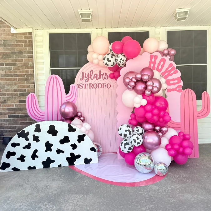 Arch Backdrop with Cow Print Half Circle