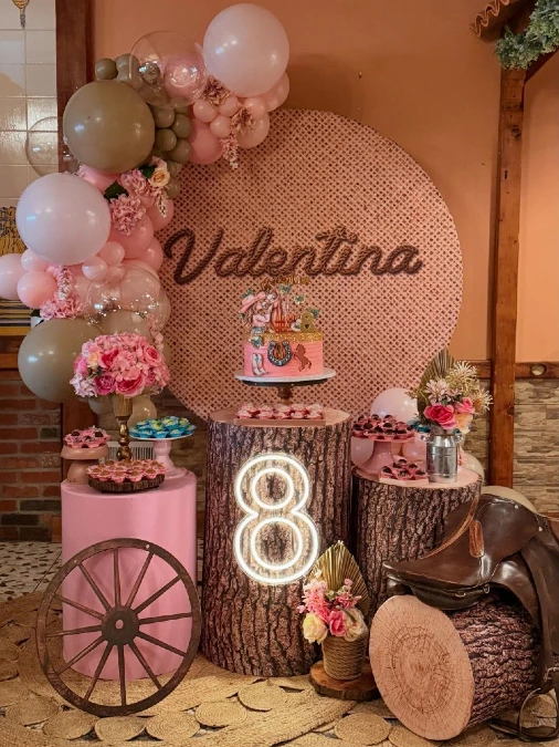 Wood Log Pedestals and Lasso Lettering