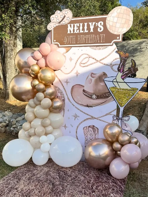 Glittery Boot and Martini Glass Backdrop