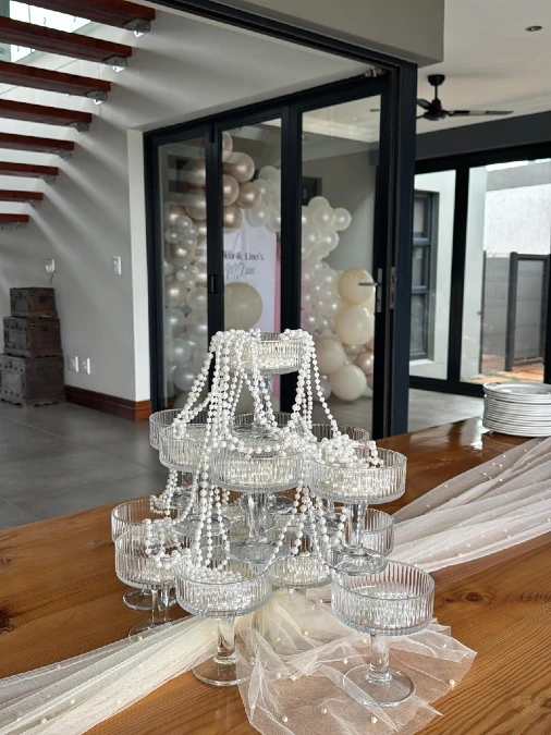 Pearl Draped Glass Tower