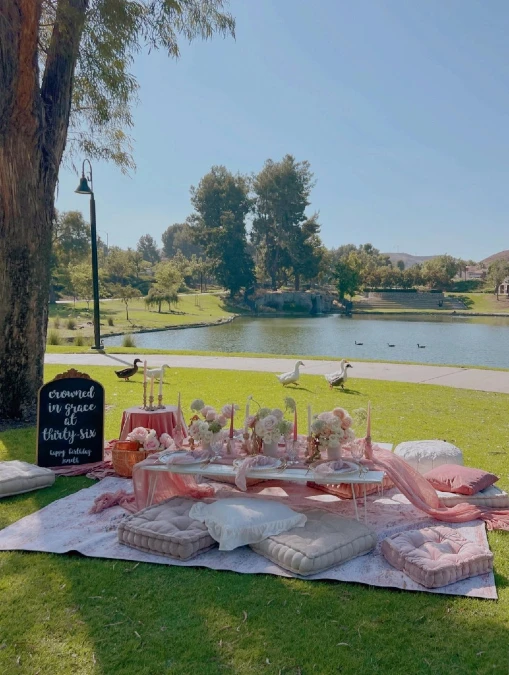 Elegant Lakeside Birthday Setup