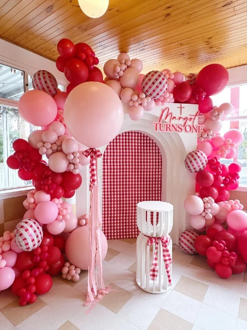 Pink and Red Gingham Arch