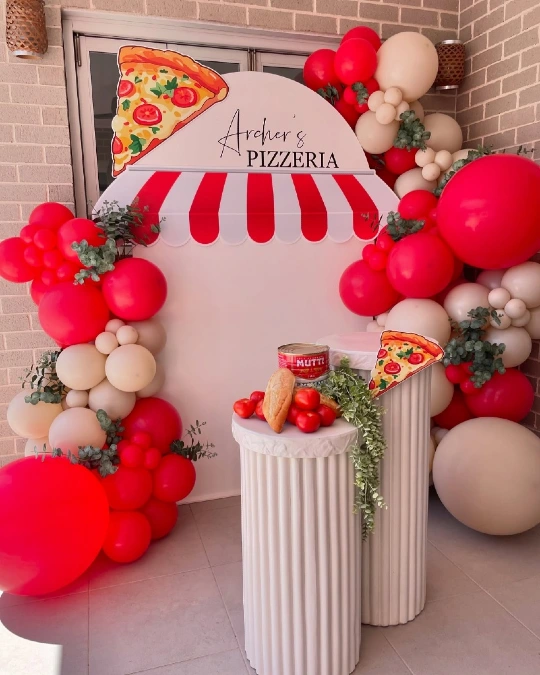 Red and Cream Pizzeria Entrance