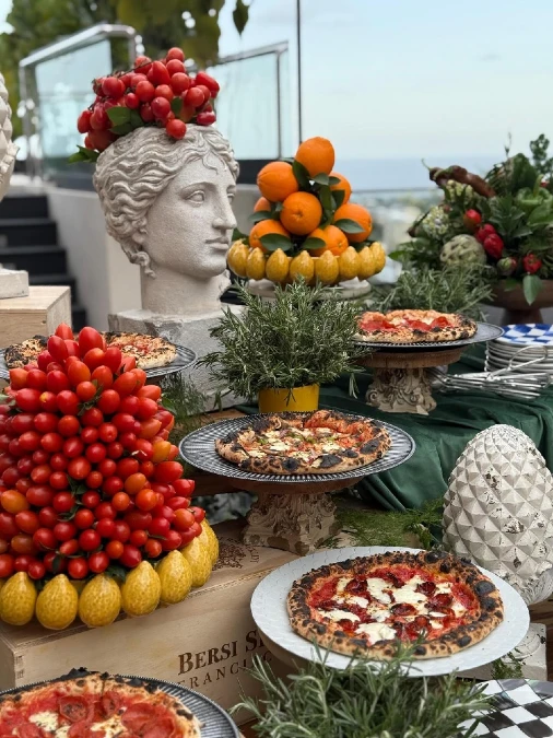 Roman Statue Pizza Buffet