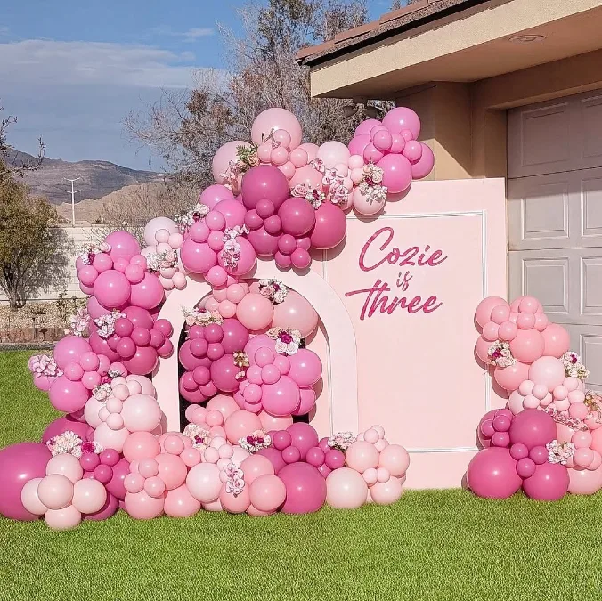 Elaborate Outdoor Pink Photo Backdrop